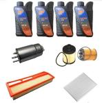 AOQ - KIT TAGLIANDO 5 FILTRI + 4 LT. OLIO 5W30 COMPATIBILE CON FIAT GRANDE PUNTO 1.3 MULTIJET 90 CV ALFA R. MITO 1.3 MTJ 90 CV